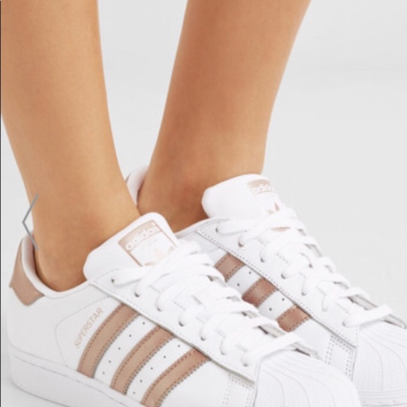 adidas superstar white rose gold stripes